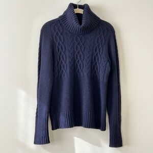 Gap Navy Blue Lambswool Cable Knit Turtleneck Sweater